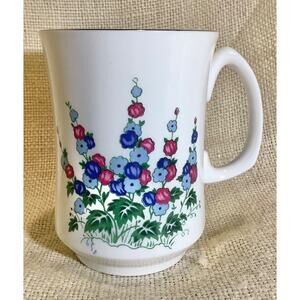 CROWN STERLING Windsor Delphinium fine bone china coffee mug pink blue floral